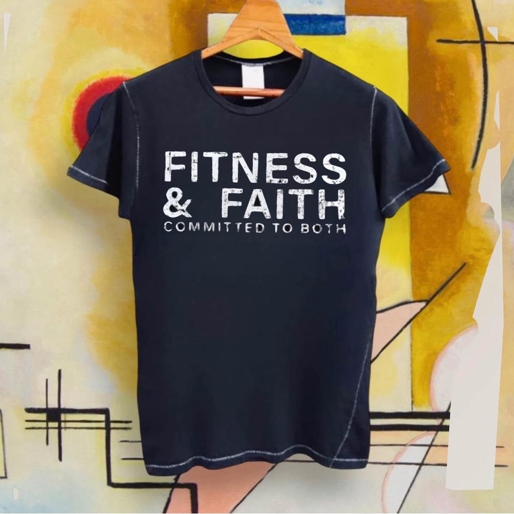 Christian T-Shirt Logo designed for those who value “FAITH & FITNESS”💯% Organic.